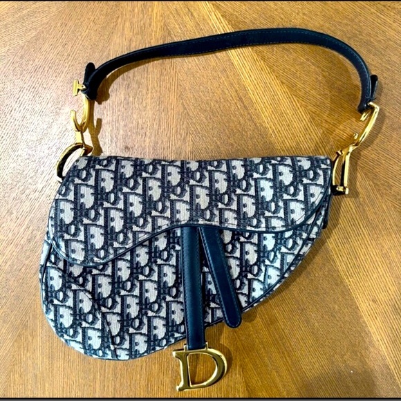 Dior Handbags - Blue oblique Dior saddle bag
